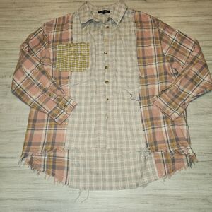 Papermoon Button Long Sleeve Shirt Women's Distressed Size Small B3